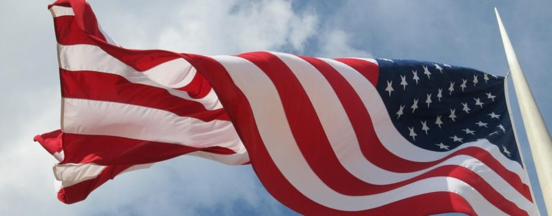 American flag in the wind