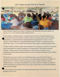 An image of the 2015 Dia de la Familia article in Spanish.