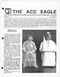 The front page of The ACC Eagle student publication from February 12, 1978.