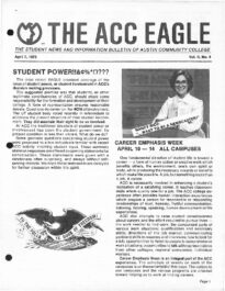 The front page of The ACC Eagle student publication from April 7, 1978.