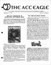 The front page of The ACC Eagle student publication from September 11, 1978.