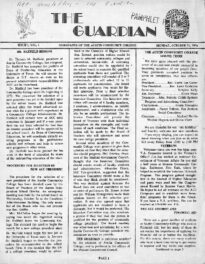 The front page of The Guardian student publication from October 25, 1976.