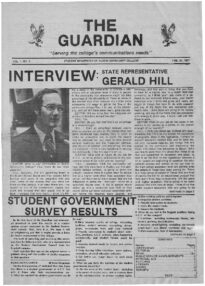 The front page of The Guardian student publication from February 21, 1977.