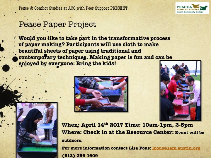 Flier with photos of people making paper