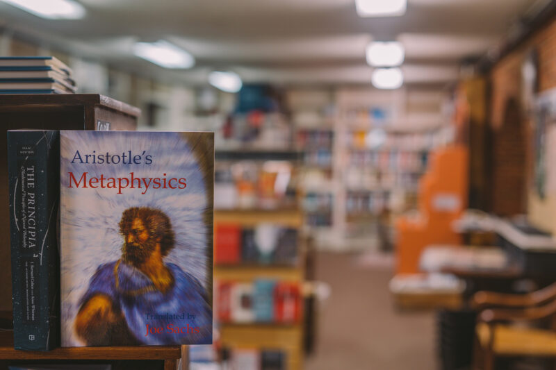 Book store with Aristotle's Metaphysics open