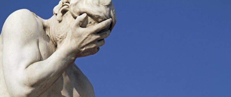 Facepalm statue in Paris, France